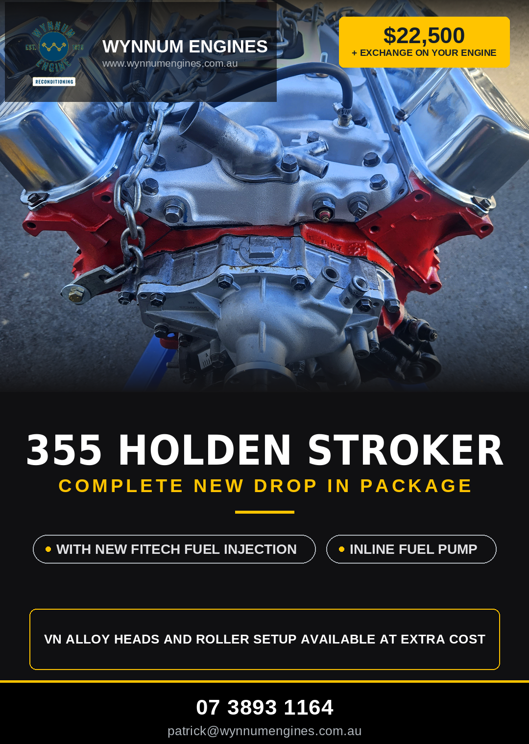 Click to view this engine Thumbnail for New Holden 355 Stroker engine